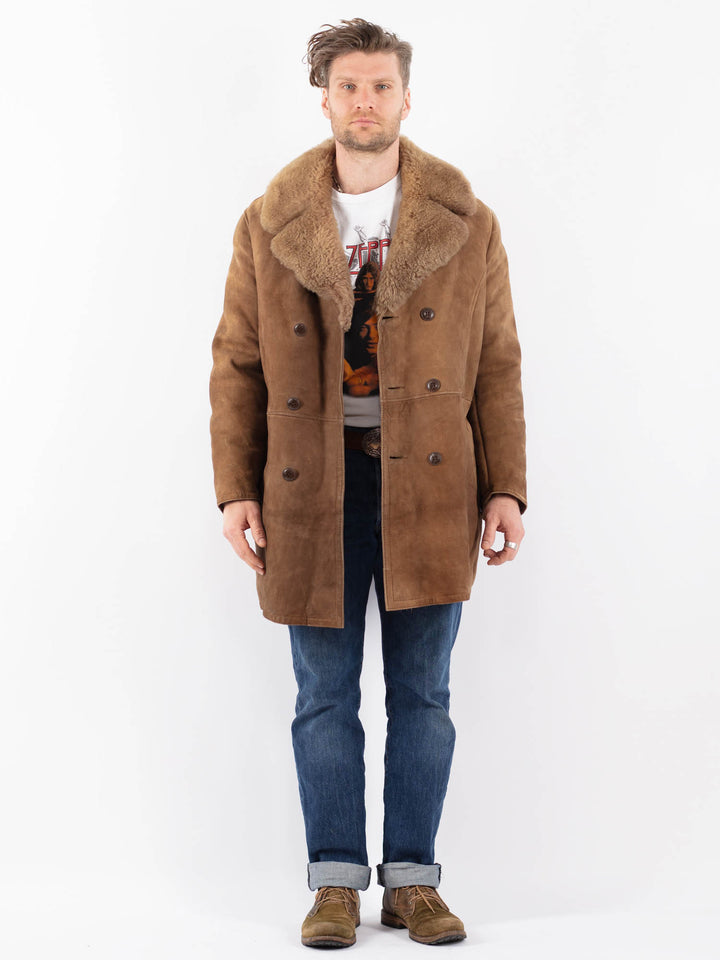 Vintage 70's Men Sheepskin Coat in BrownZ1508