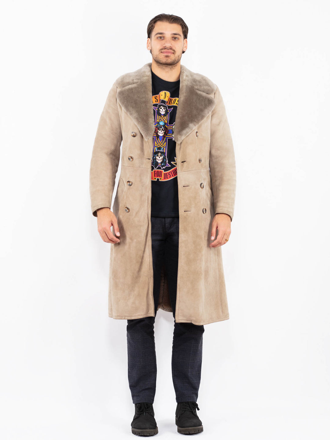 Vintage 70's Men Sheepskin Coat in BeigeZ2352