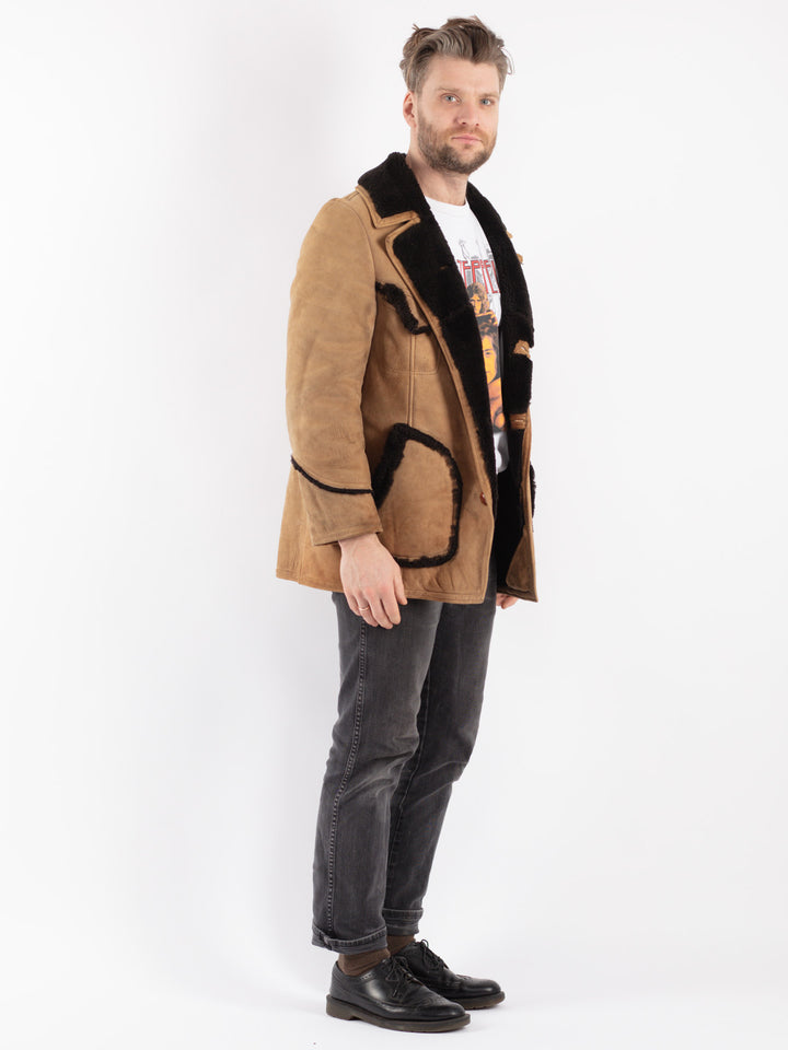 Vintage 70's Men Sheepskin Coat in BeigeZ300
