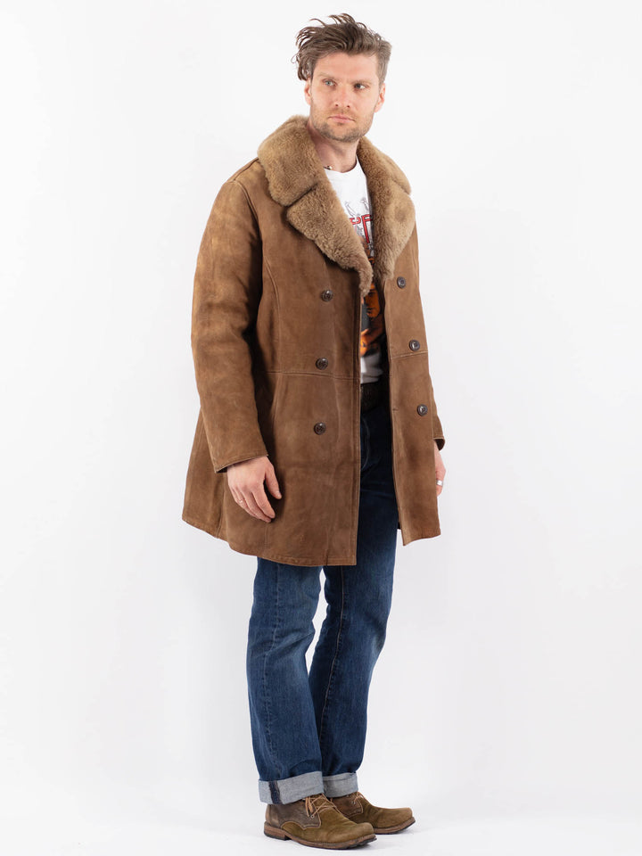 Vintage 70's Men Sheepskin Coat in BrownZ1508