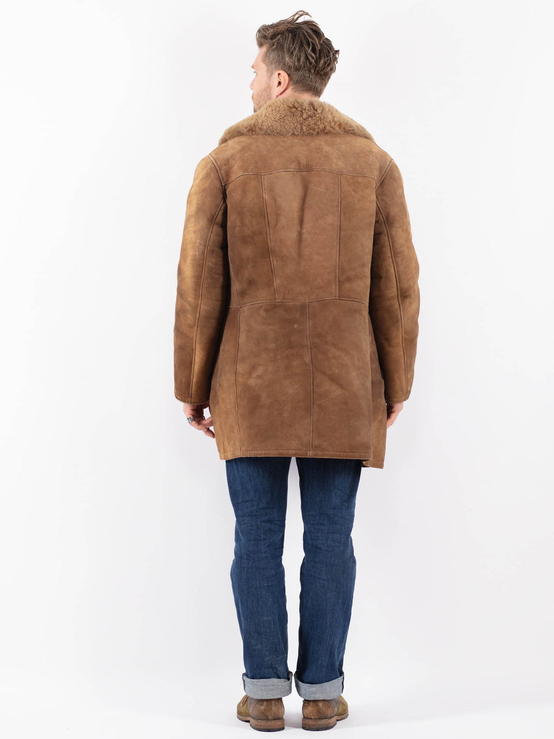 Vintage 70's Men Sheepskin Coat in BrownZ1508