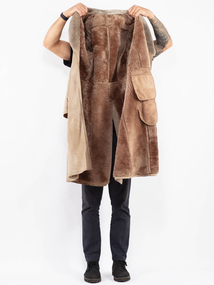 Vintage 70's Men Sheepskin Coat in BeigeZ2352