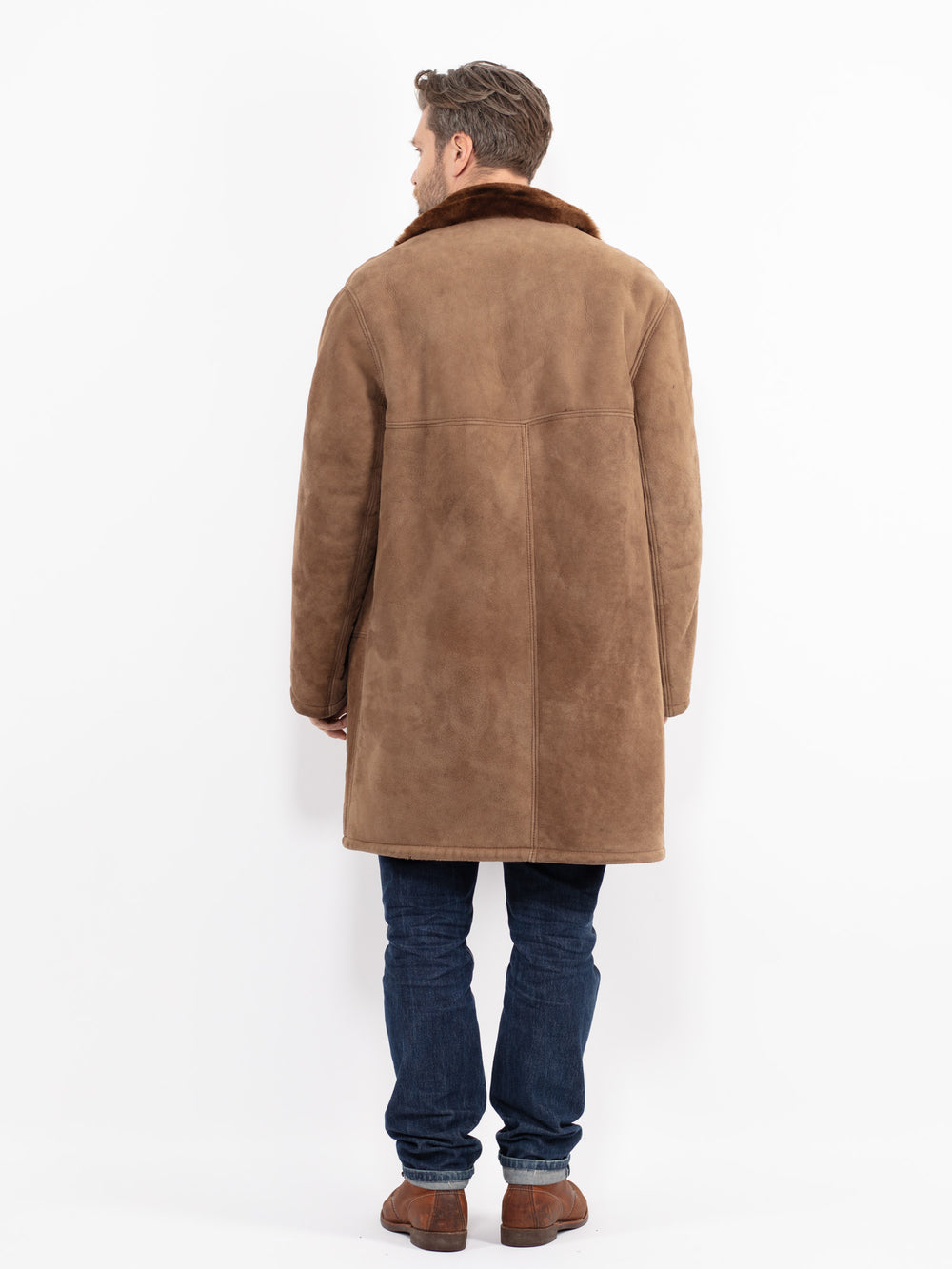 Vintage 70's Men Sheepskin Coat in BrownZ2463