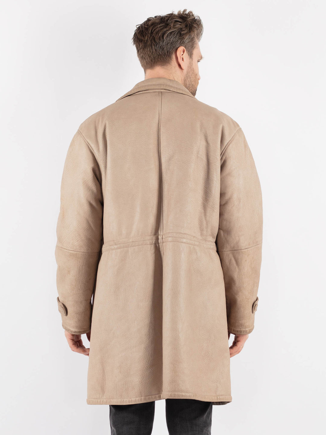 Vintage 70's Men Sheepskin Coat in BeigeZ763