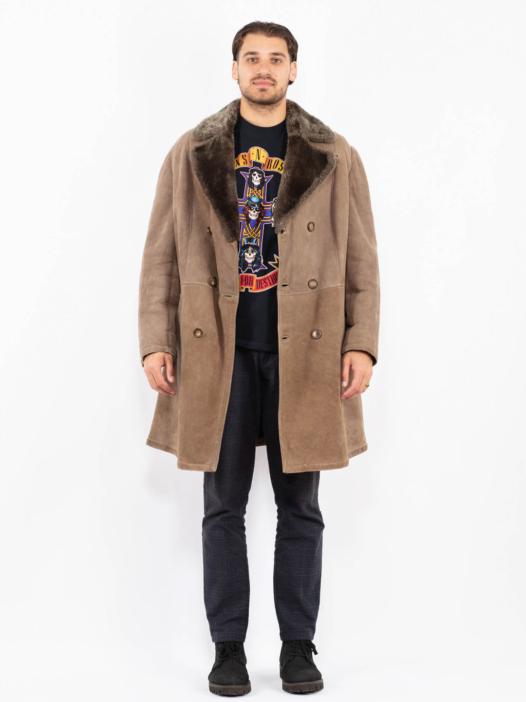 Vintage 70's Men Sheepskin Coat in BeigeZ2353