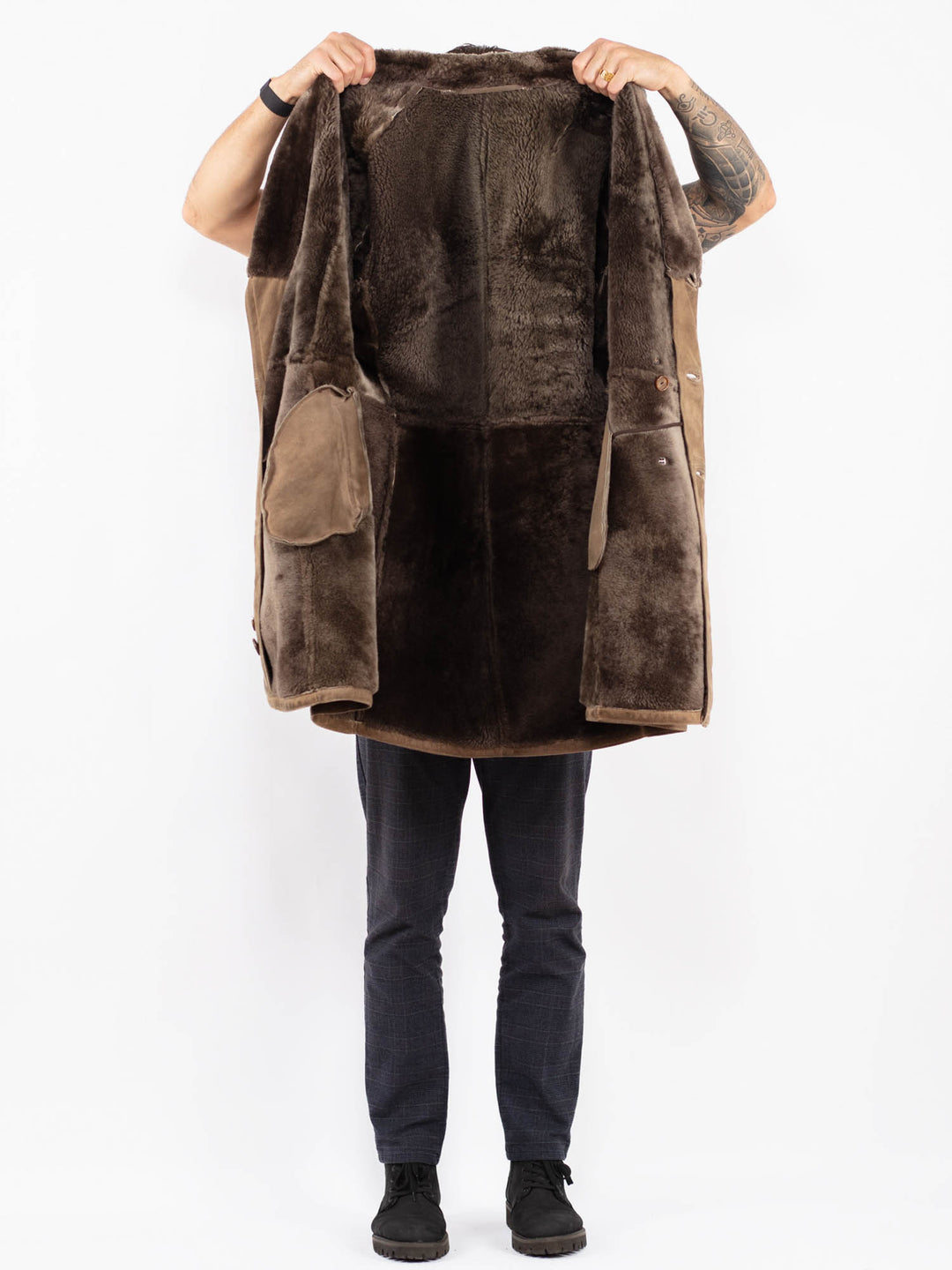 Vintage 70's Men Sheepskin Coat in BeigeZ2353