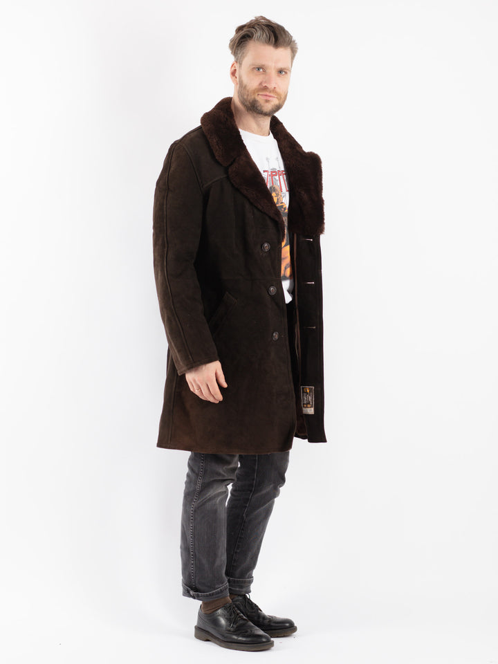 Vintage 70's Men Sheepskin Coat in Brown