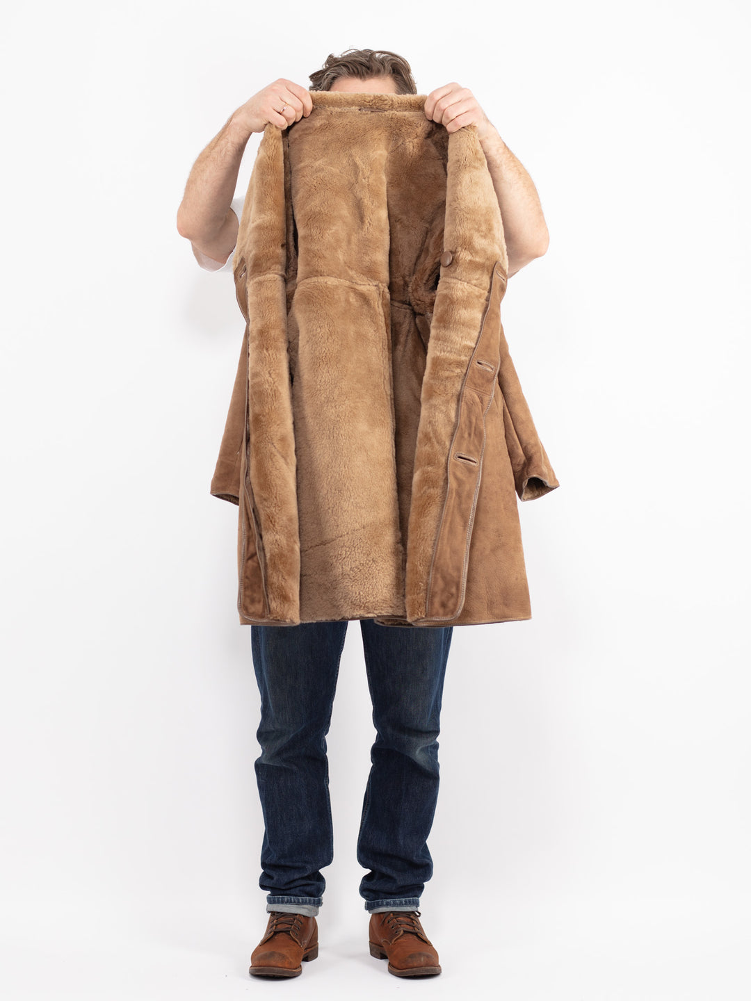 Vintage 70's Men Sheepskin Coat in BeigeZ2644