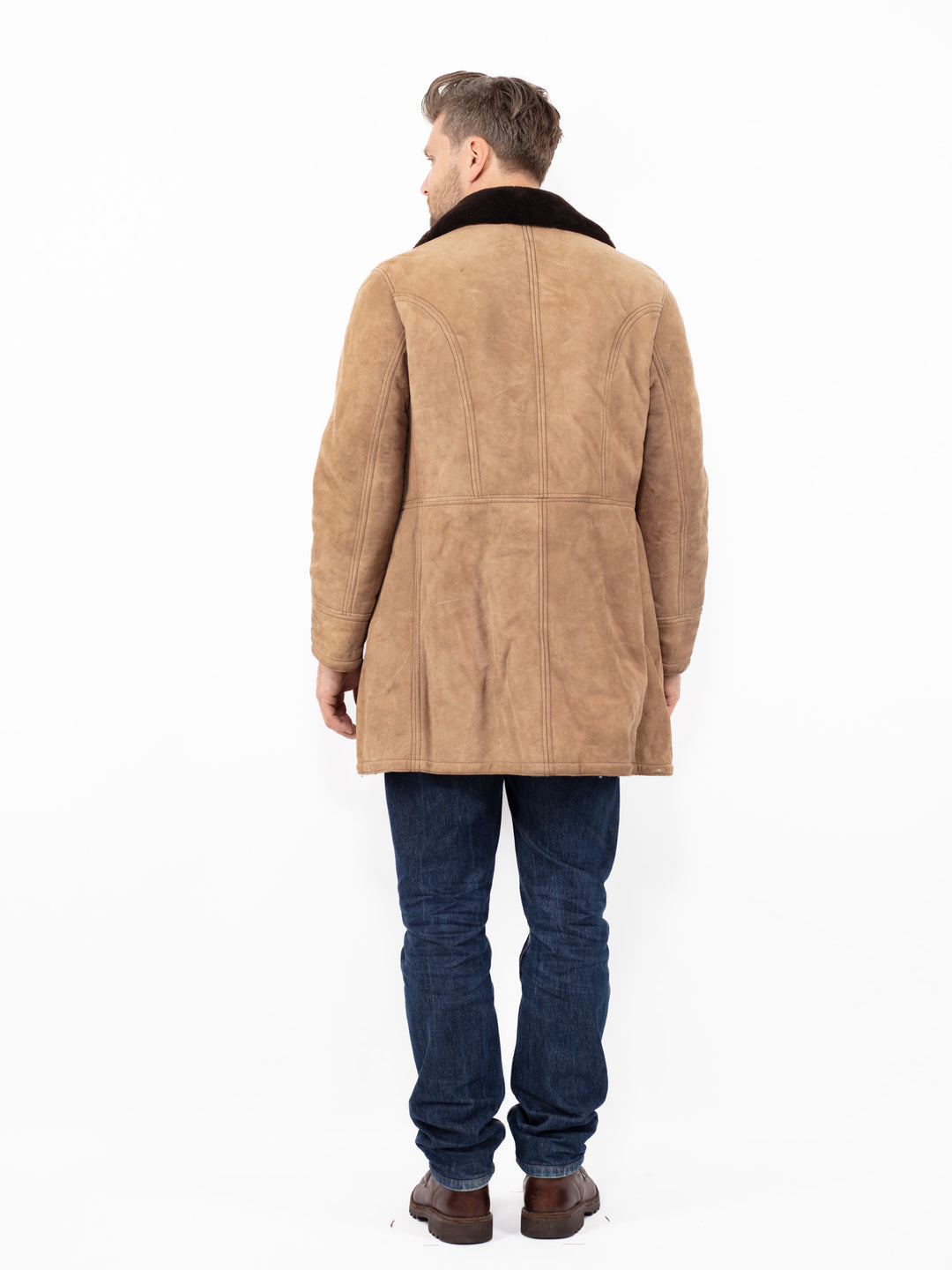 Vintage 70's Men Sheepskin Coat in BeigeZ2543