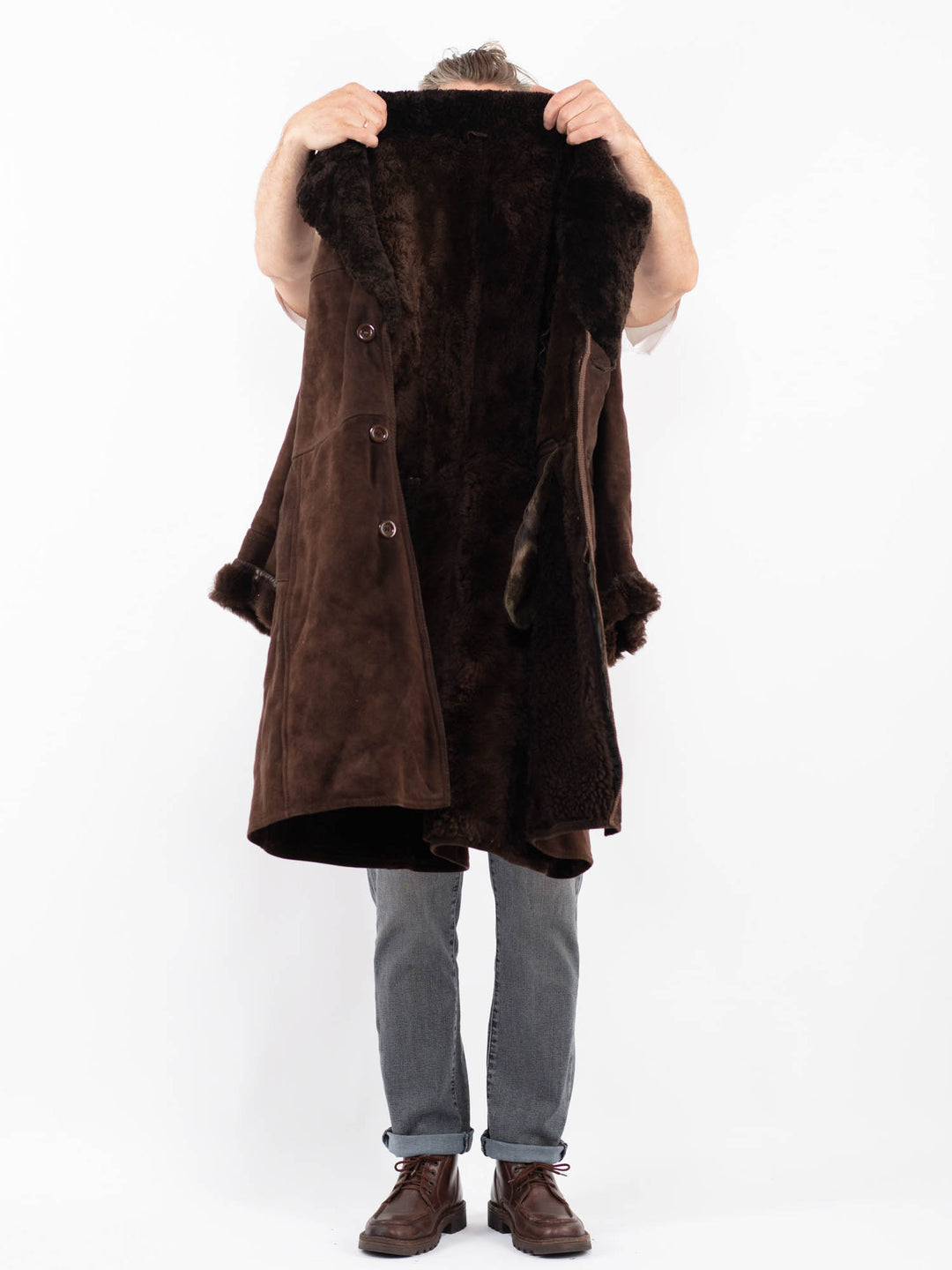 Vintage 70's Men Sheepskin Coat in BrownZ2262