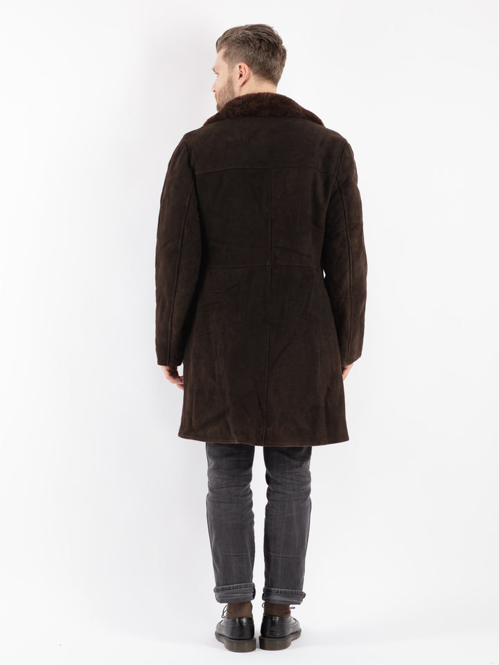 Vintage 70's Men Sheepskin Coat in Brown