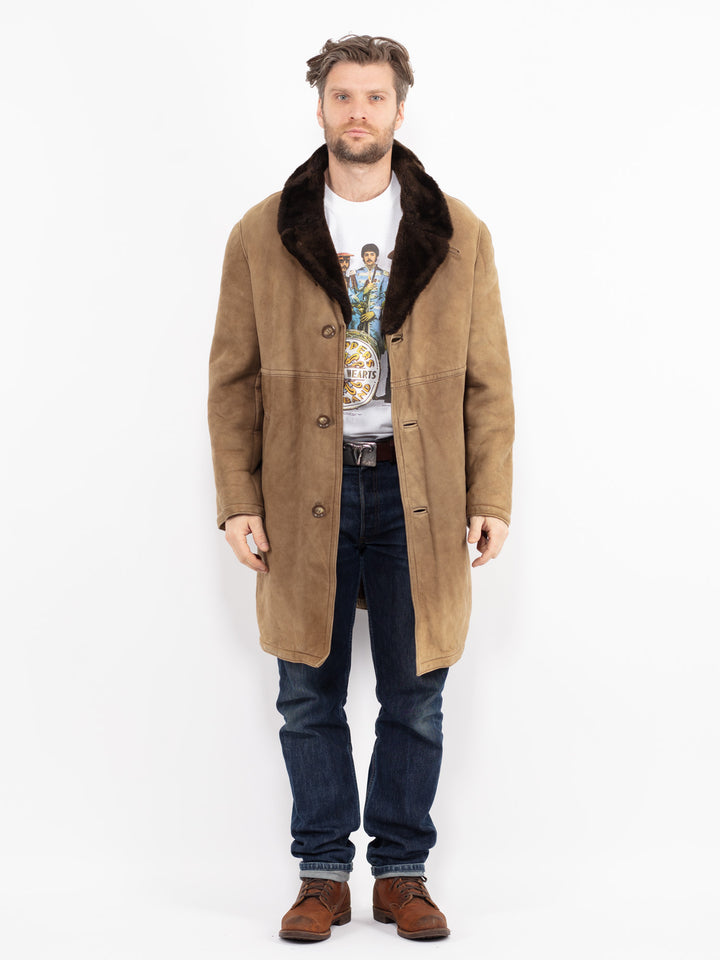 Vintage 70's Men Sheepskin Coat in BeigeZ2645