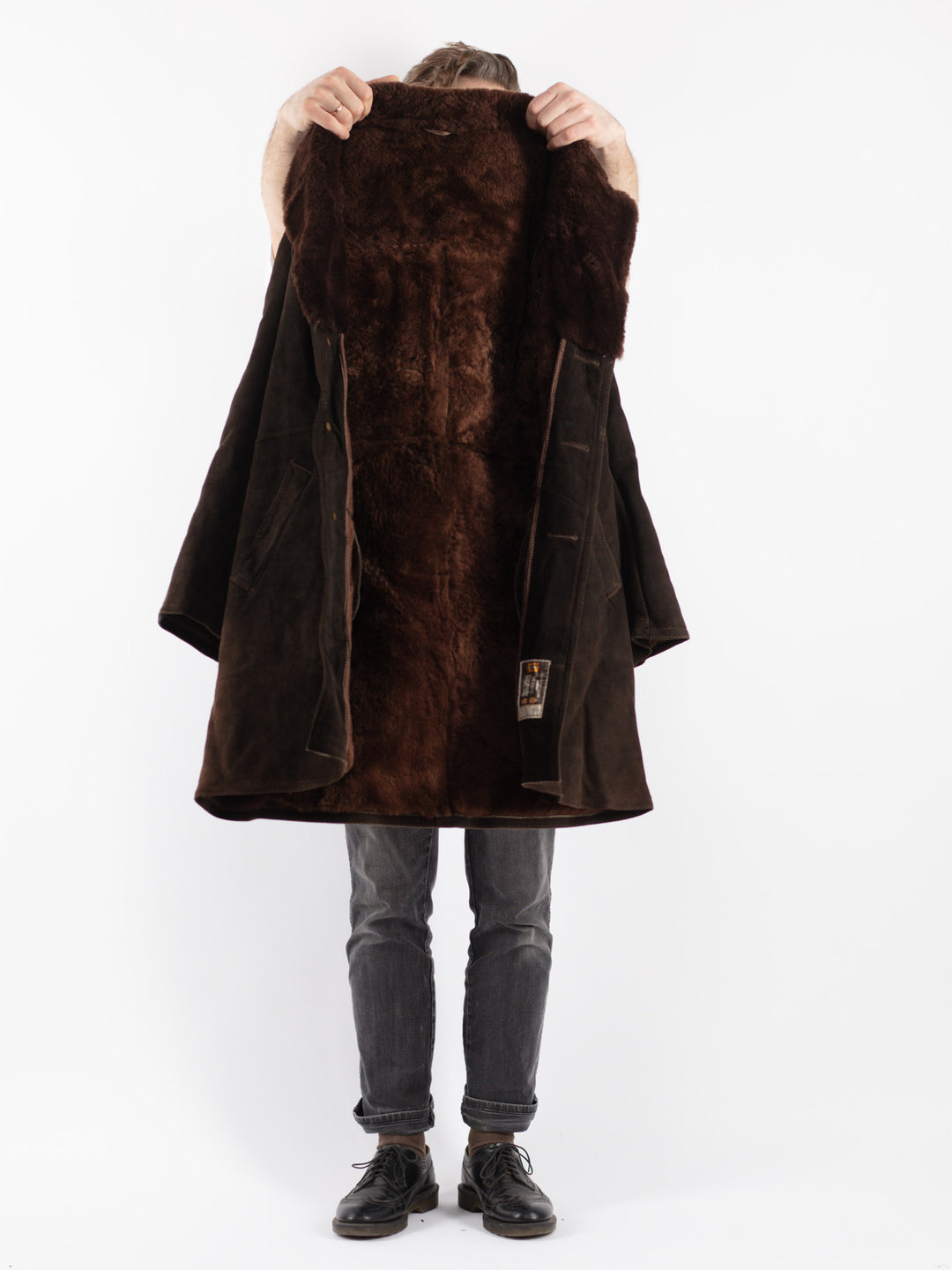 Vintage 70's Men Sheepskin Coat in Brown