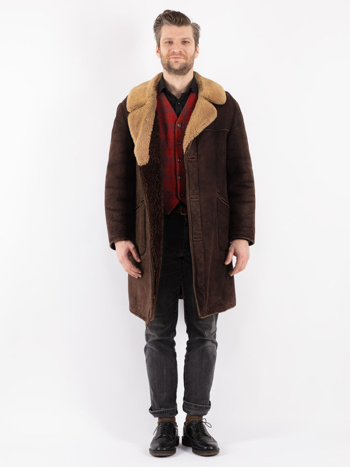 Vintage 70's Men Sheepskin Coat in BrownZ176