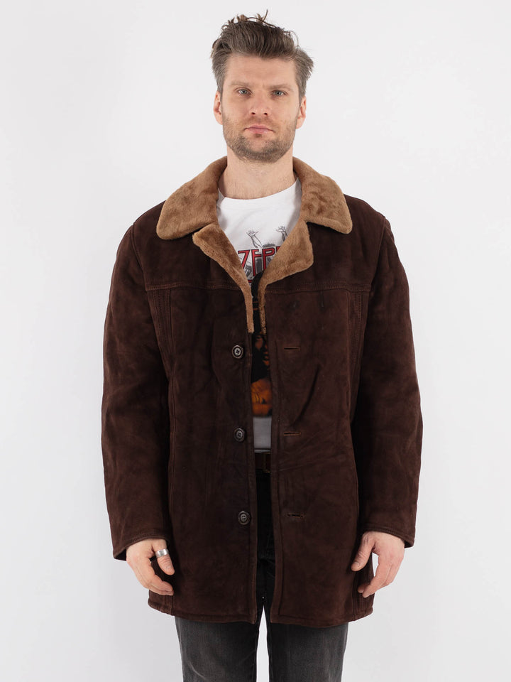 Vintage 70's Men Sheepskin Coat in BrownZ765