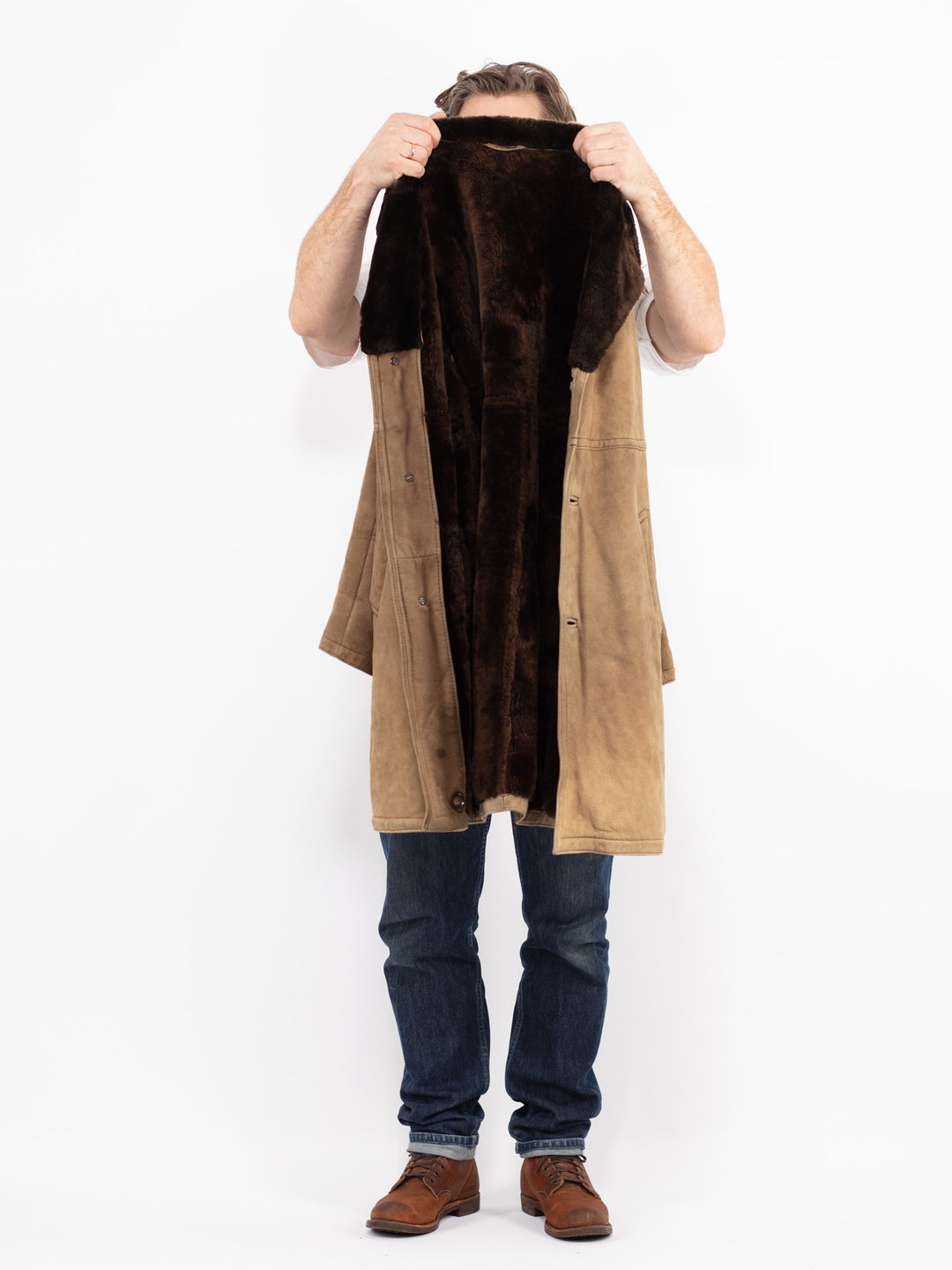 Vintage 70's Men Sheepskin Coat in BeigeZ2645