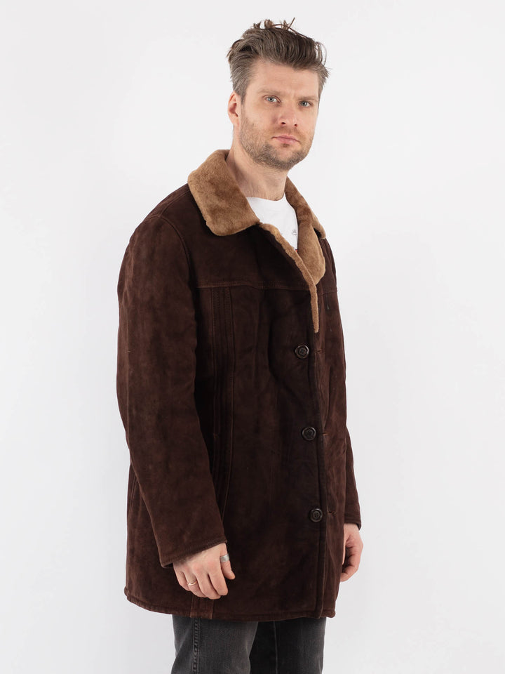 Vintage 70's Men Sheepskin Coat in BrownZ765