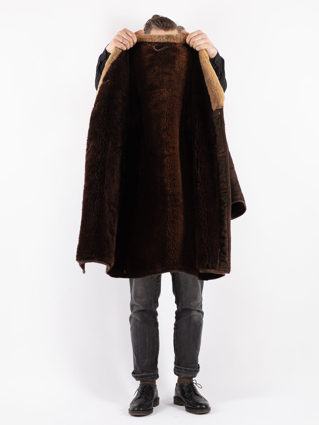 Vintage 70's Men Sheepskin Coat in BrownZ176