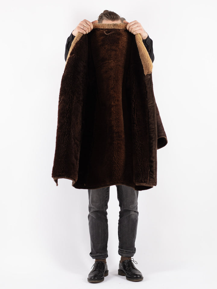 Vintage 70's Men Sheepskin Coat in BrownZ176