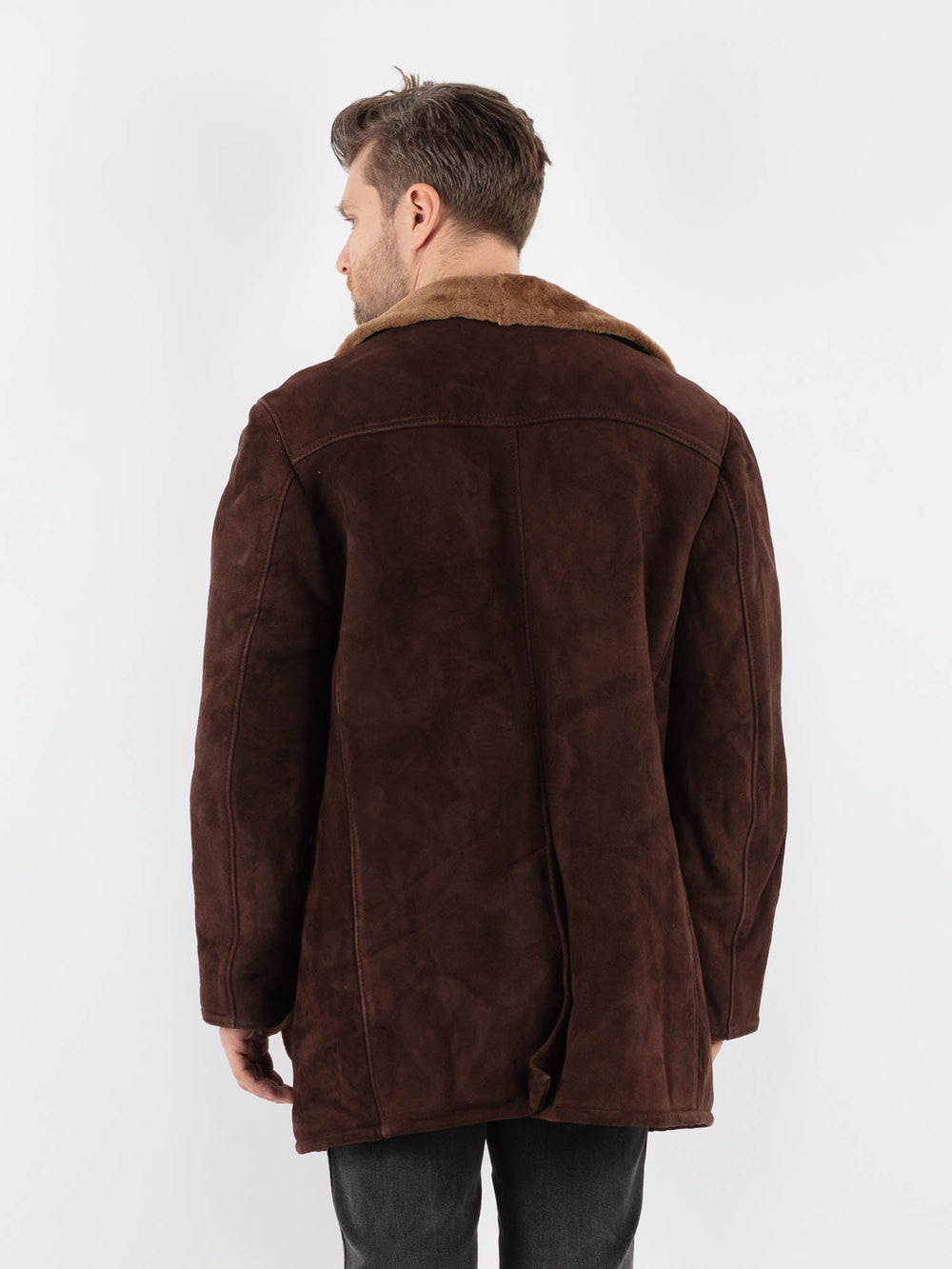 Vintage 70's Men Sheepskin Coat in BrownZ765