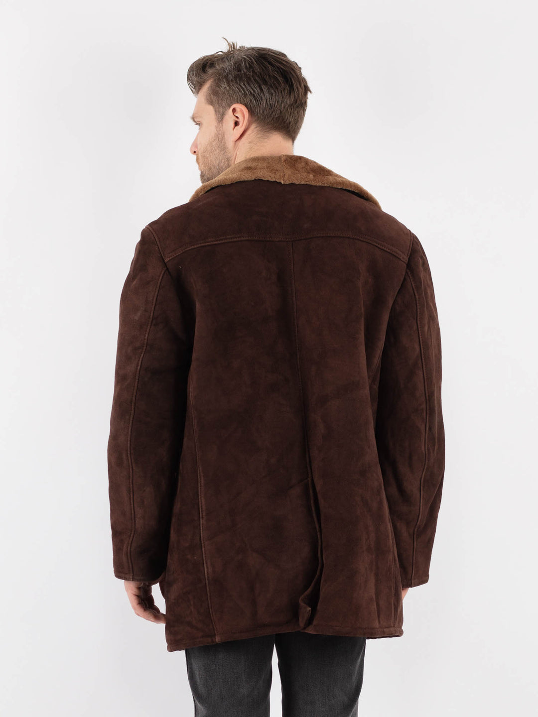 Vintage 70's Men Sheepskin Coat in BrownZ765