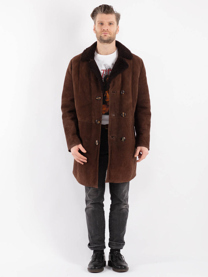 Vintage 70's Men Sheepskin Coat in BrownZ419