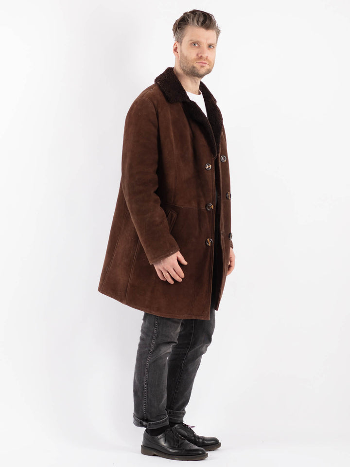 Vintage 70's Men Sheepskin Coat in BrownZ419