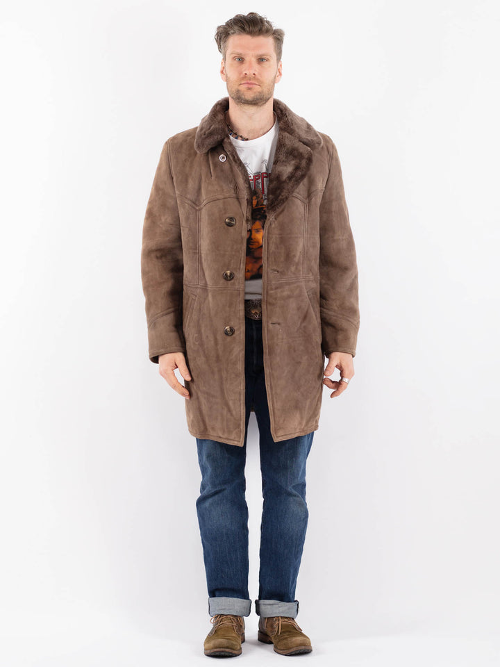 Vintage 70's Men Sheepskin Coat in BrownZ1510
