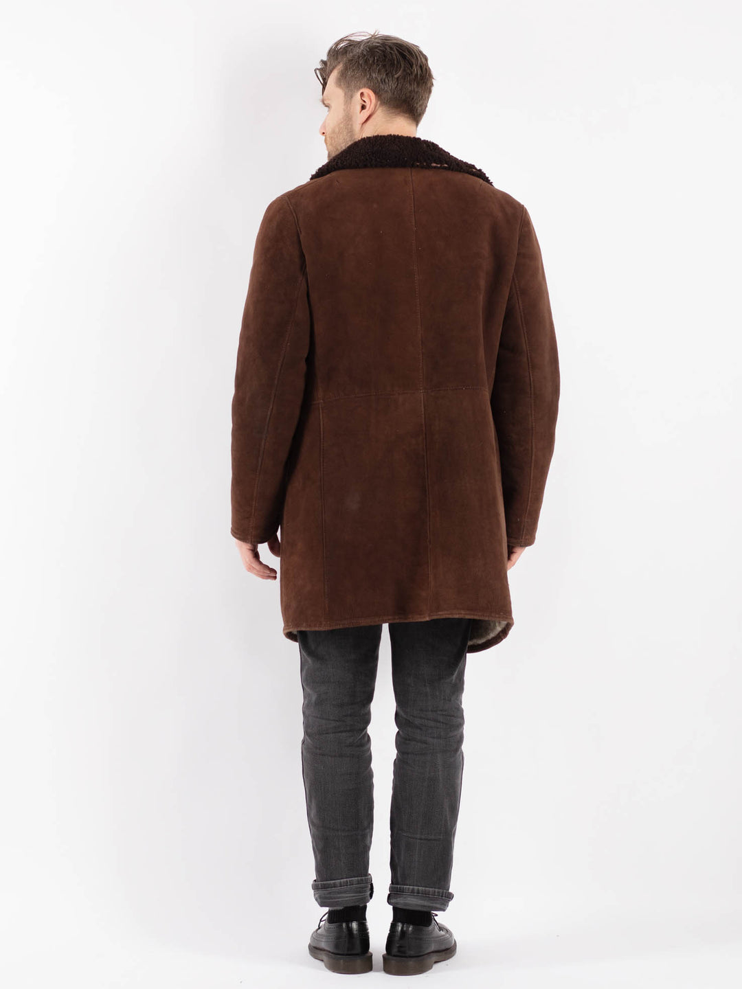 Vintage 70's Men Sheepskin Coat in BrownZ419