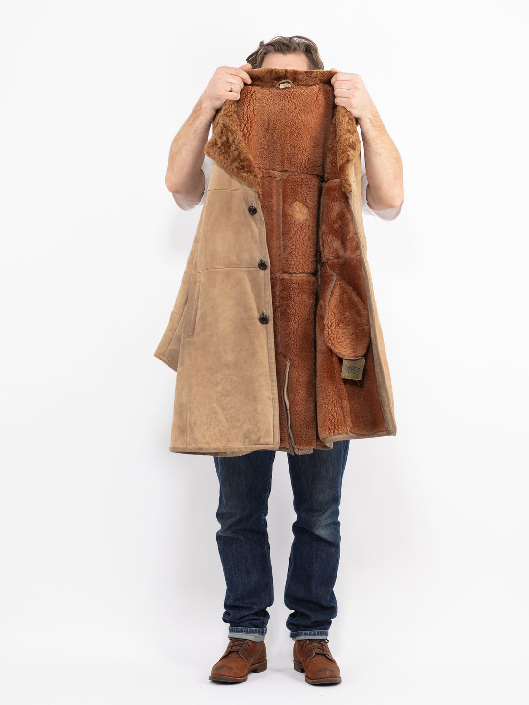 Vintage 70's Men Sheepskin Coat in BeigeZ2646