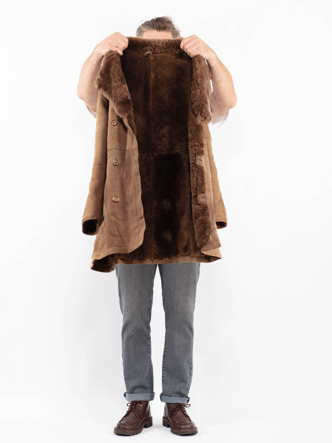 Vintage 70's Men Sheepskin Coat in BeigeZ2264