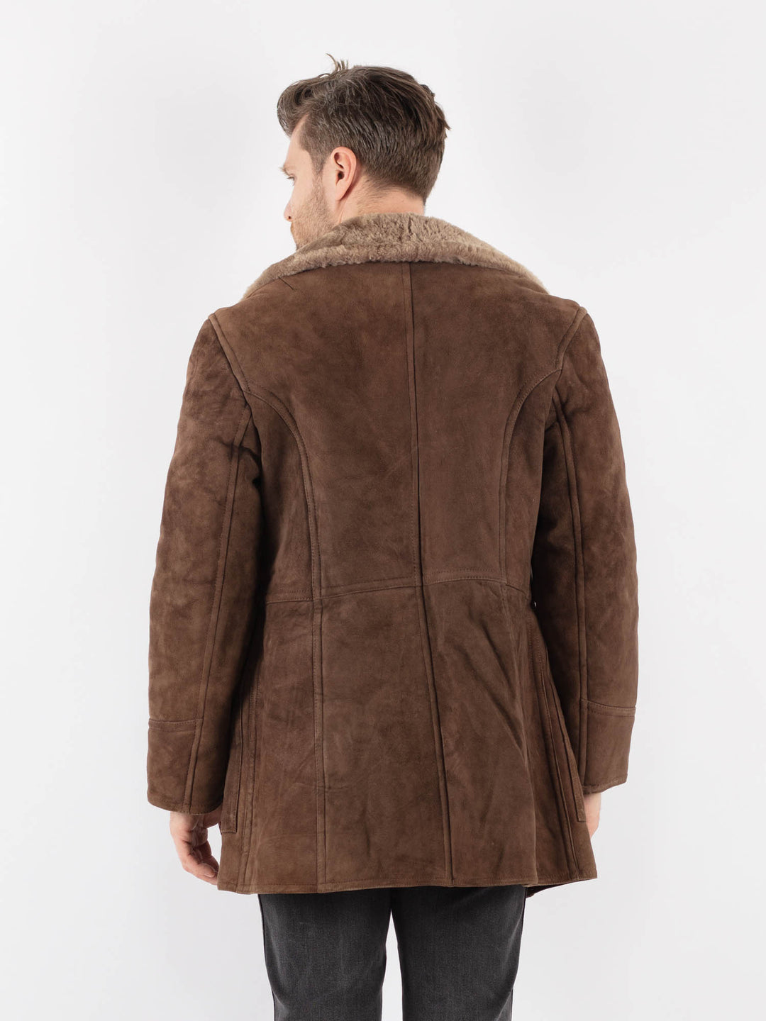 Vintage 70's Men Sheepskin Coat in Brown - NorthernGrip