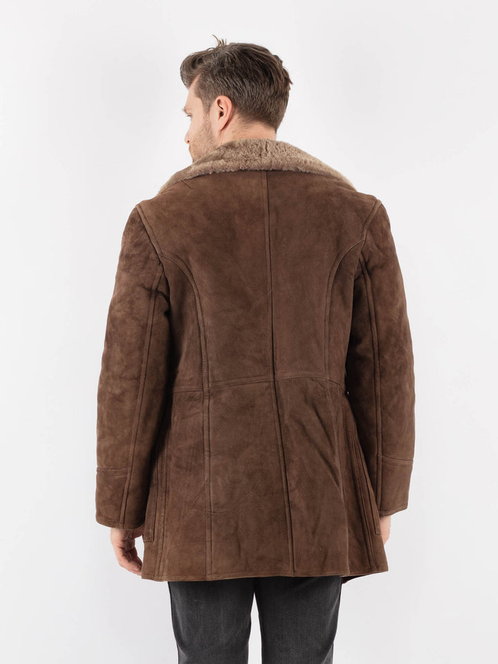 Vintage 70's Men Sheepskin Coat in Brown - NorthernGrip