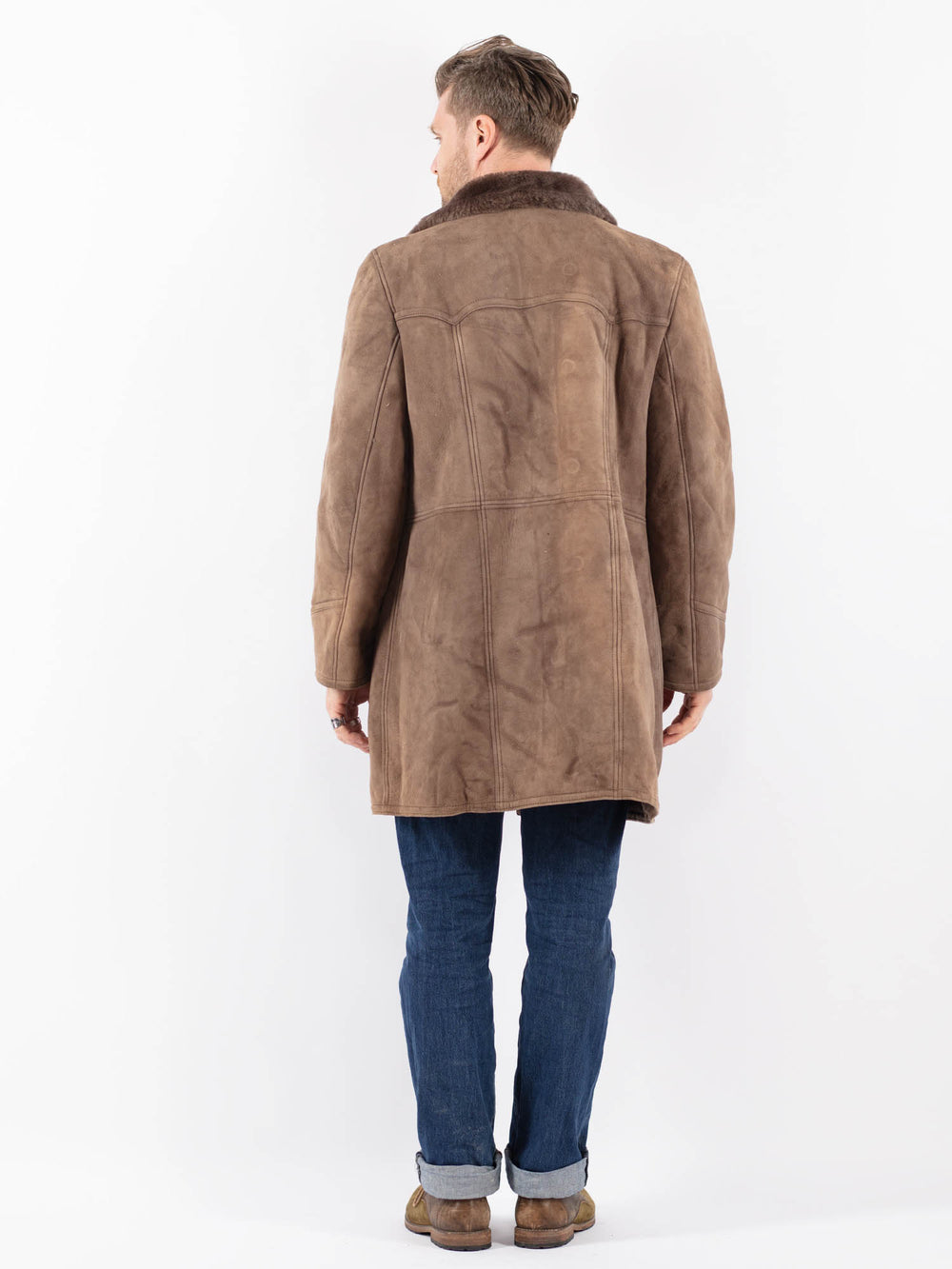 Vintage 70's Men Sheepskin Coat in BrownZ1510