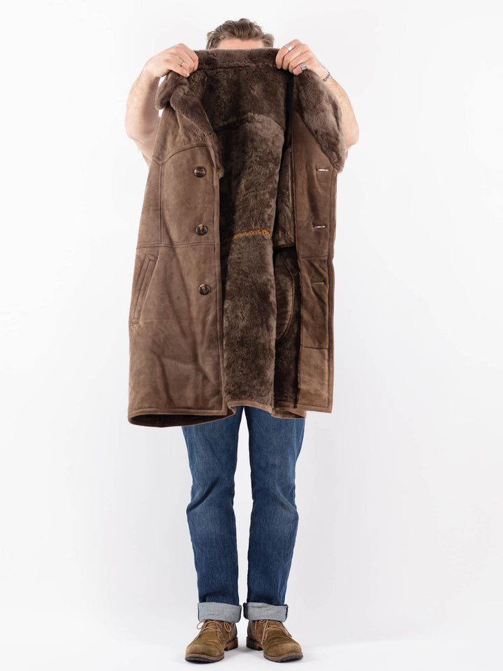 Vintage 70's Men Sheepskin Coat in BrownZ1510
