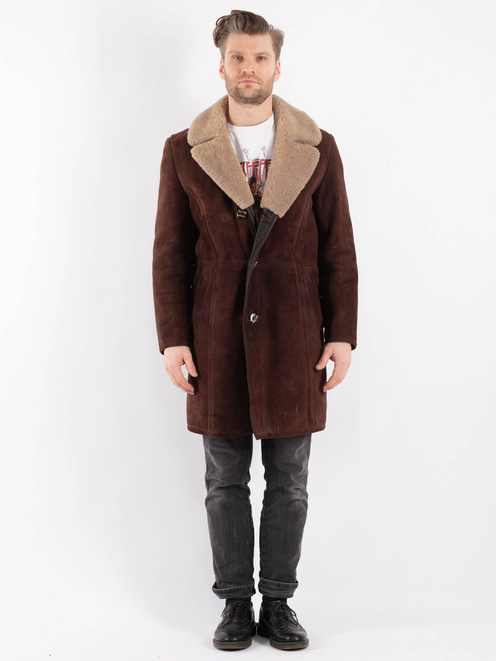 Vintage 70's Men Sheepskin Coat in BrownZ420