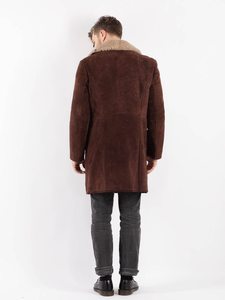 Vintage 70's Men Sheepskin Coat in BrownZ420