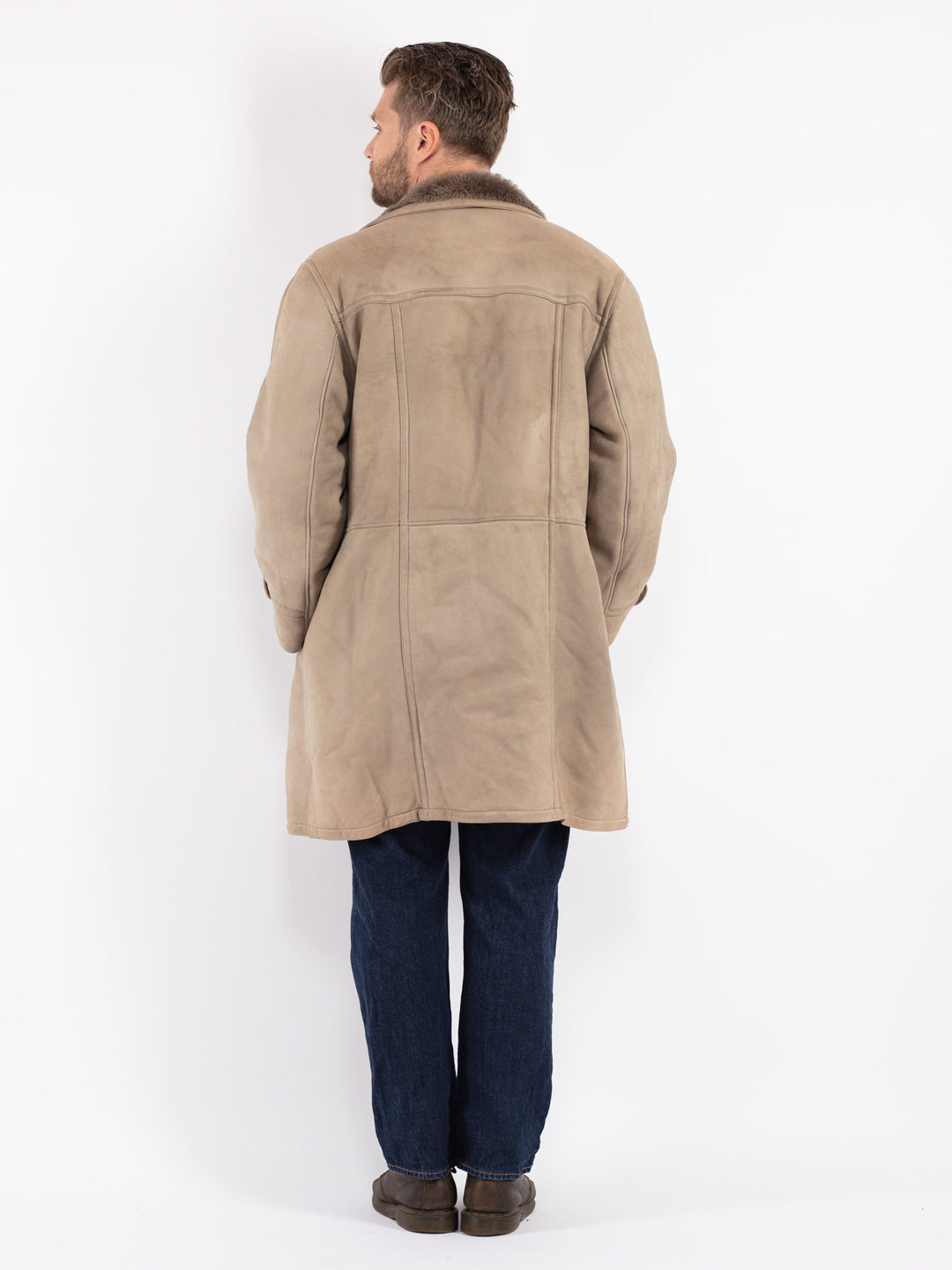Vintage 70's Men Sheepskin Coat in Beige