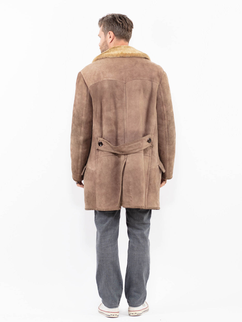 Vintage 70's Men Sheepskin Coat in BeigeZ1917