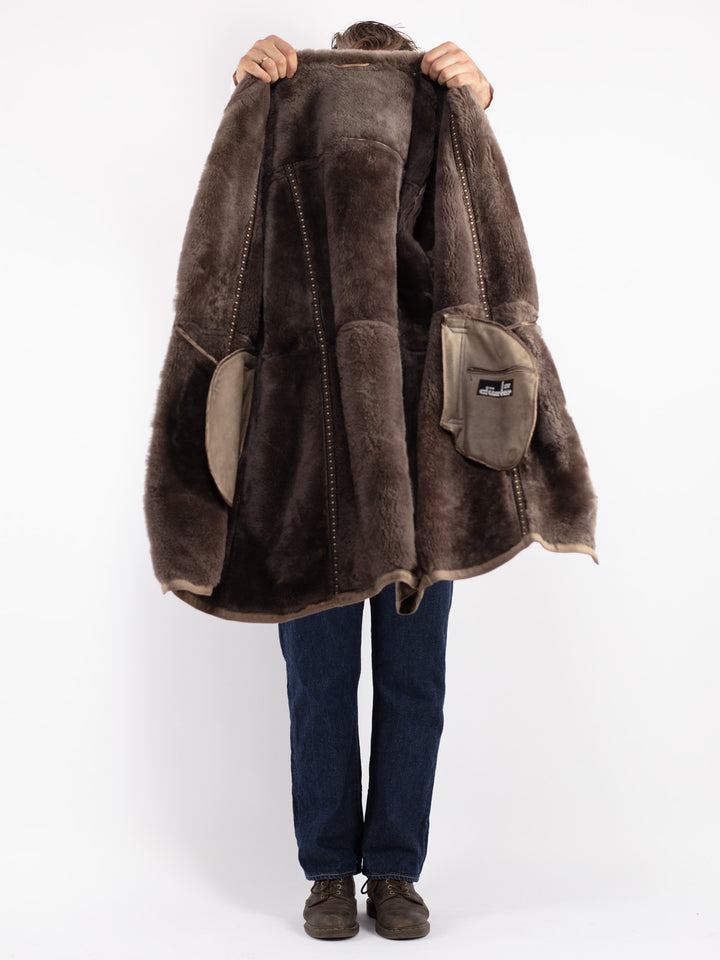Vintage 70's Men Sheepskin Coat in Beige