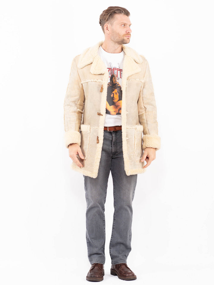 Vintage 70's Men Sheepskin Coat in BeigeZ2042