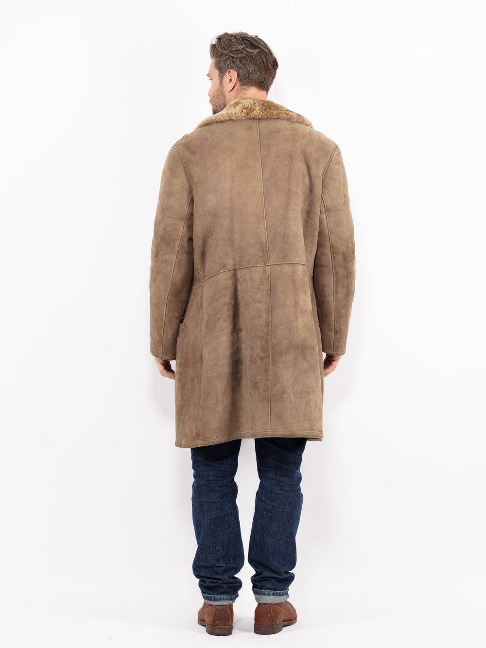 Vintage 70's Men Sheepskin Coat in BeigeZ2649