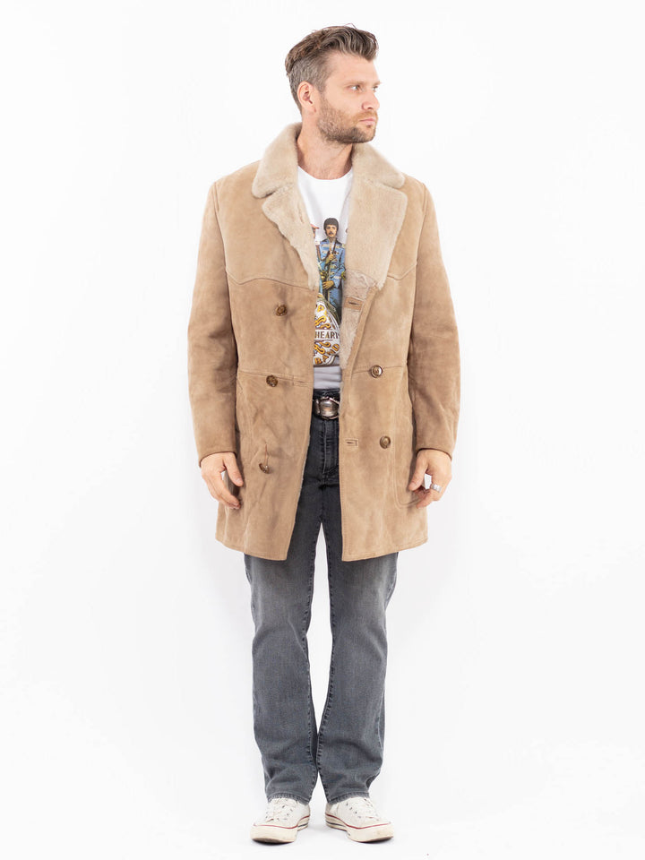 Vintage 70's Men Sheepskin Coat in BeigeZ1918
