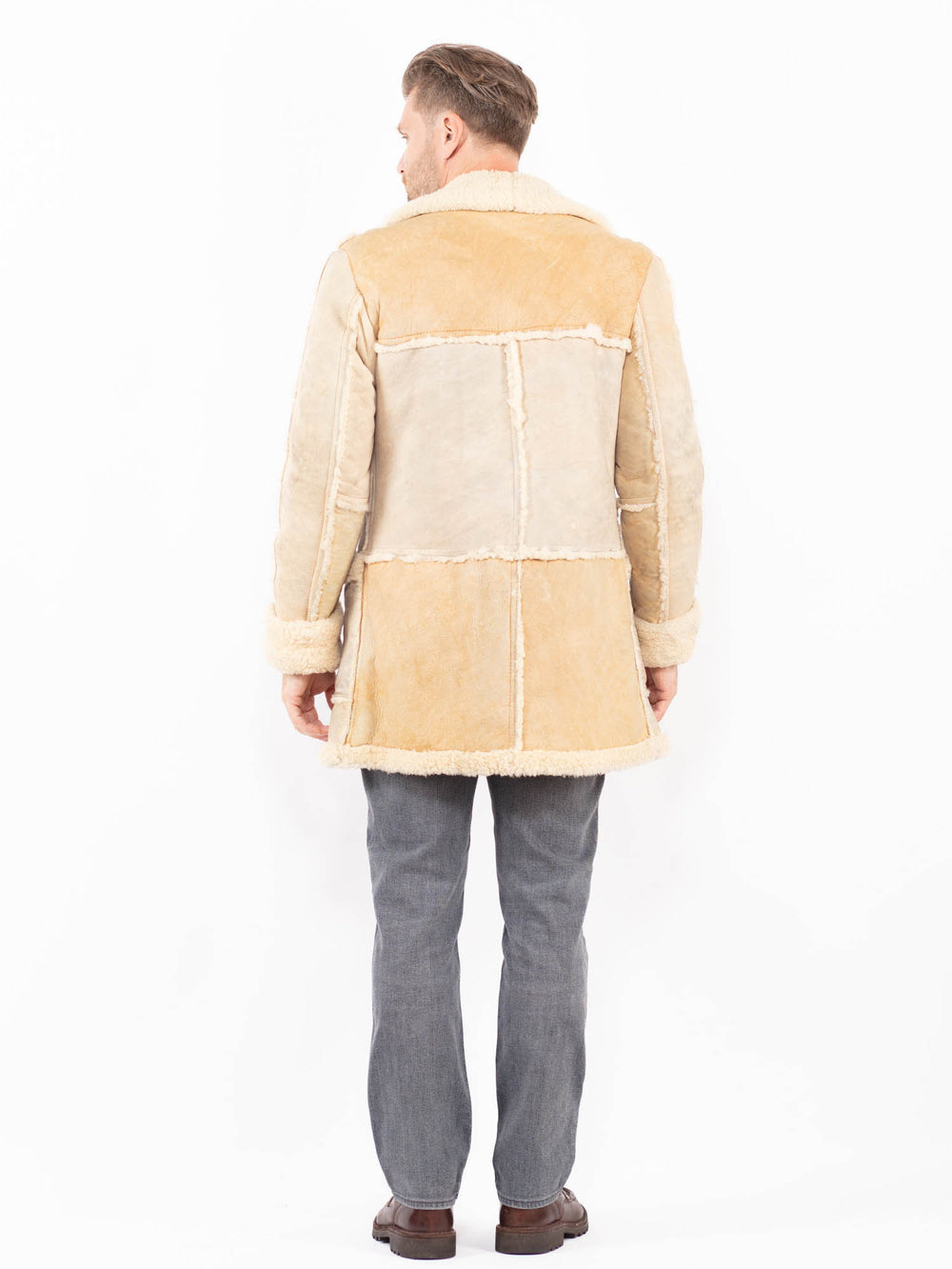 Vintage 70's Men Sheepskin Coat in BeigeZ2042