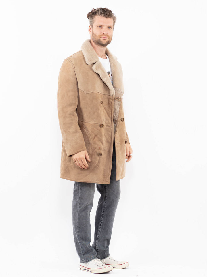Vintage 70's Men Sheepskin Coat in BeigeZ1918