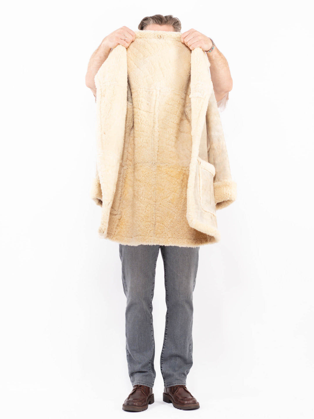 Vintage 70's Men Sheepskin Coat in BeigeZ2042