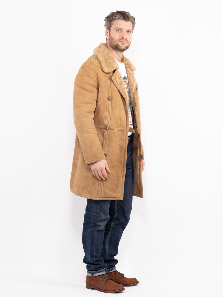 Vintage 70's Men Sheepskin Coat in BeigeZ2650