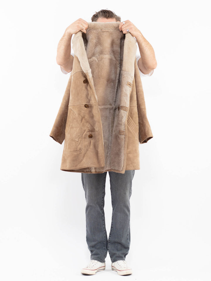 Vintage 70's Men Sheepskin Coat in BeigeZ1918
