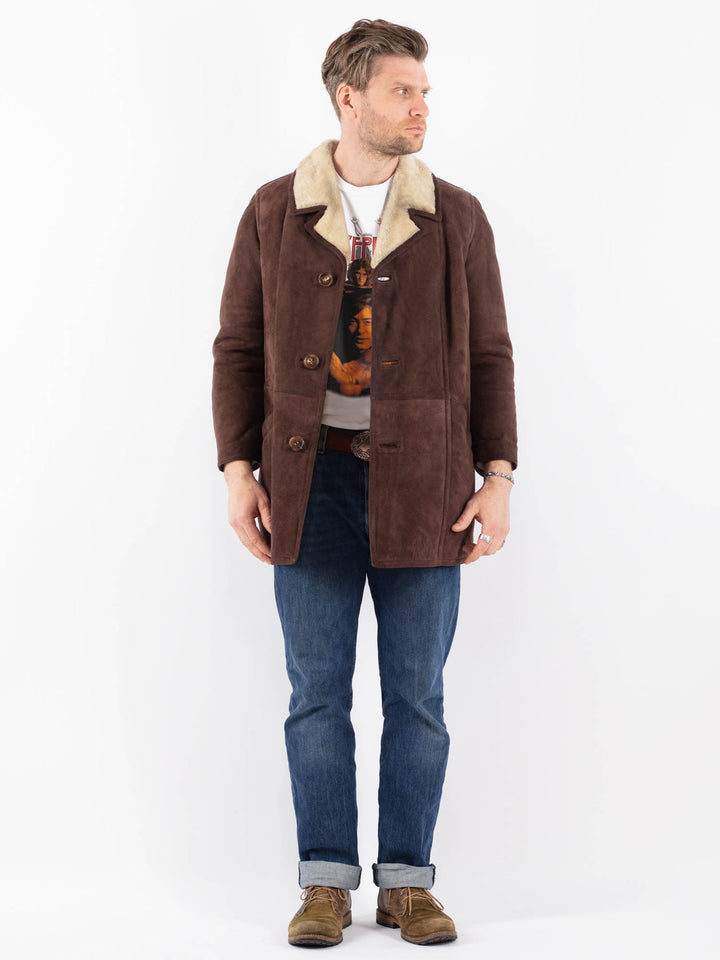 Vintage 70's Men Sheepskin Coat in BrownZ1512