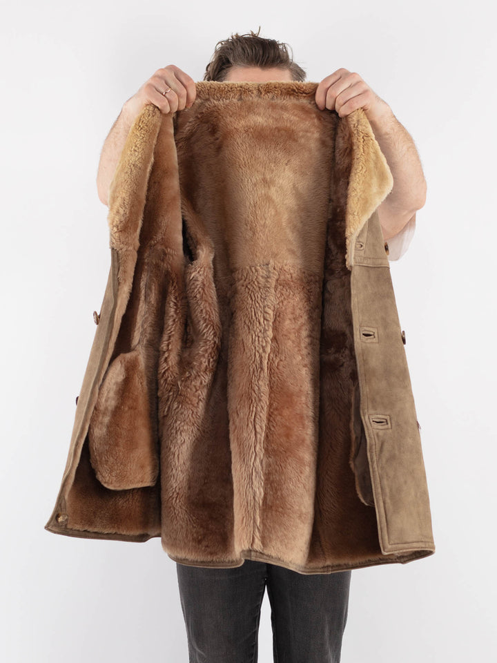 Vintage 70's Men Sheepskin Coat in BeigeZ769